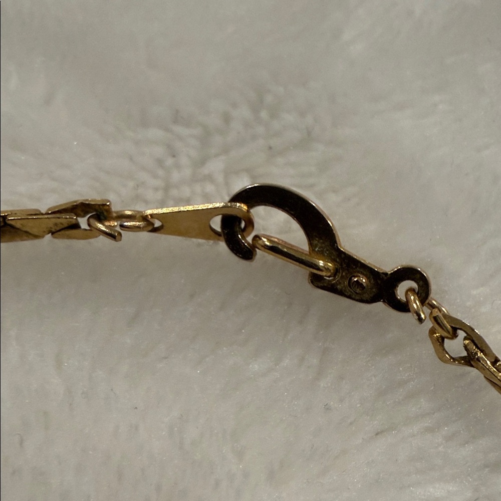 Intricate Gold Tone and Blue Mosaic Necklace - Picture 7 of 13